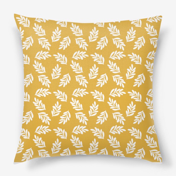 Подушка «Листья на желтом фоне»