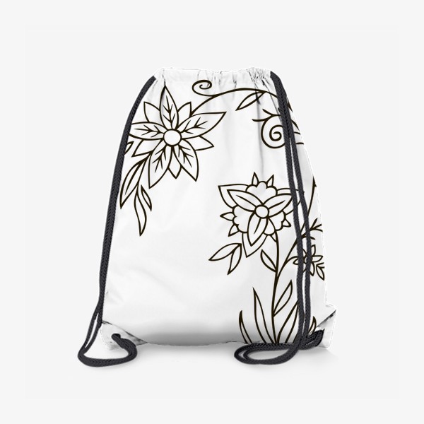 Рюкзак «рисунок черной линией растение с цветами»
