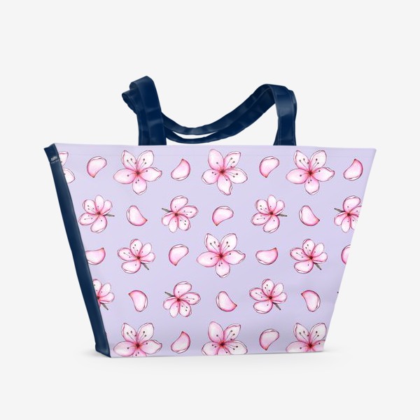 Пляжная сумка «Цветы на фиолетовом»