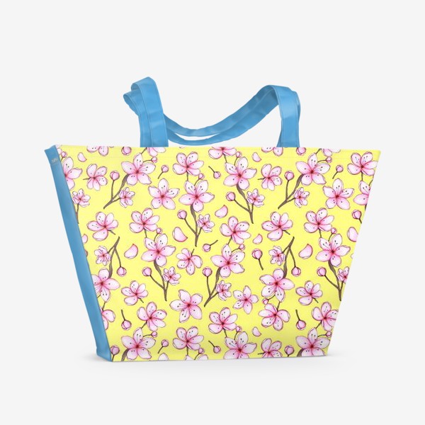 Пляжная сумка «Цветы на желтом»