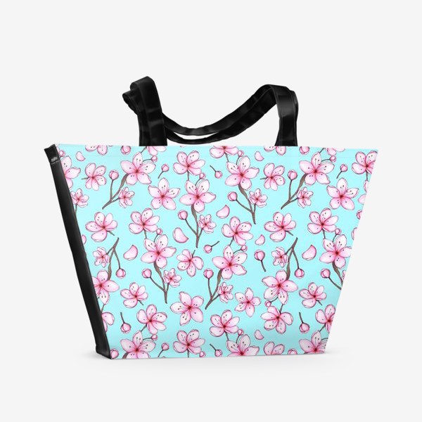 Пляжная сумка «Цветы на голубом»