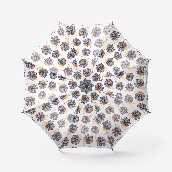 Зонт «Улитка с суккулентом. Акварельный паттерн»