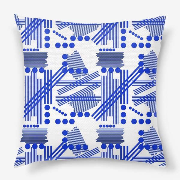 Подушка «Синий геометрический узор»