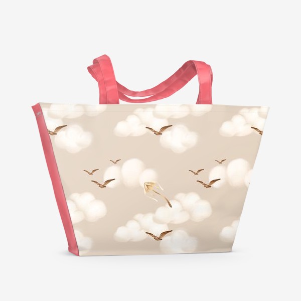 Пляжная сумка «Облака с птицами»