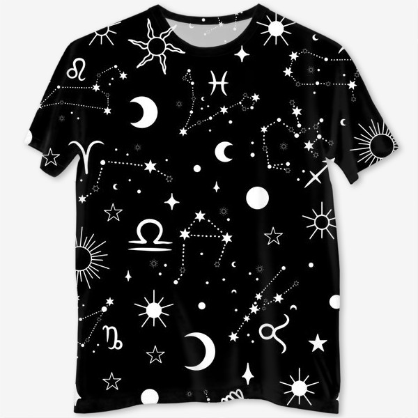 Футболка с полной запечаткой &laquo;Космическая абстракция паттерн. Созвездия, звезды, галактика, зодиак&raquo;