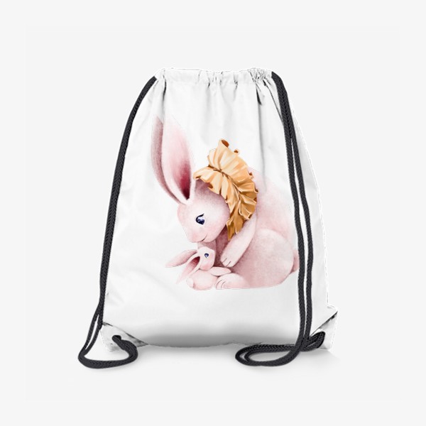 Рюкзак «Акварельные милые зайцы "мама и малыш". Декор для детской.Плакат, постер, принт в подарок »
