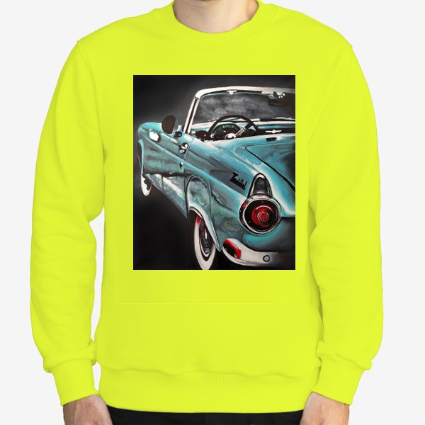 Свитшот «Винтажный раритетный автомобиль Форд Thunderbird 1960-х годов бирюзового цвета»