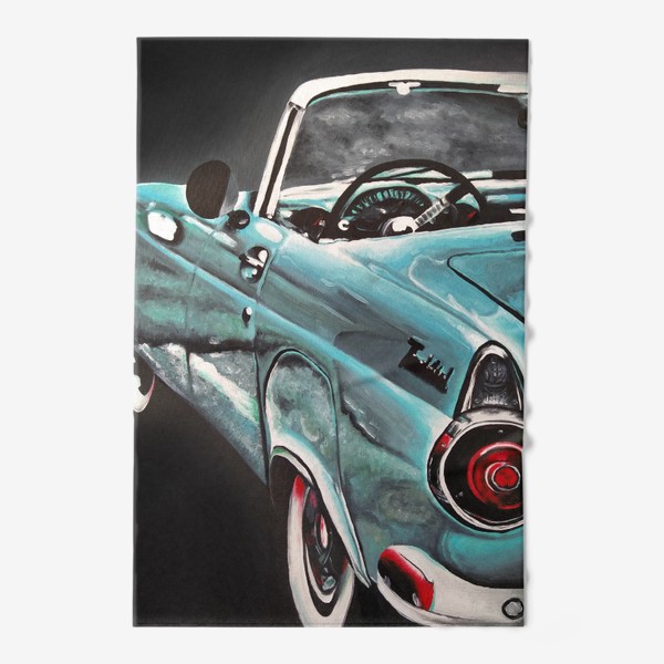 Полотенце «Винтажный раритетный автомобиль Форд Thunderbird 1960-х годов бирюзового цвета»