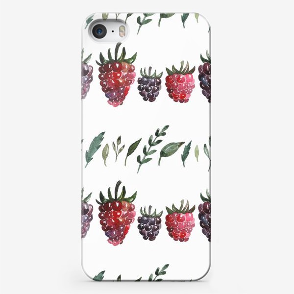 Чехол iPhone «Акварельные ягоды. Малина и ежевика»