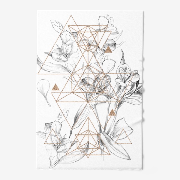 Полотенце «Лилии и  геометрия»