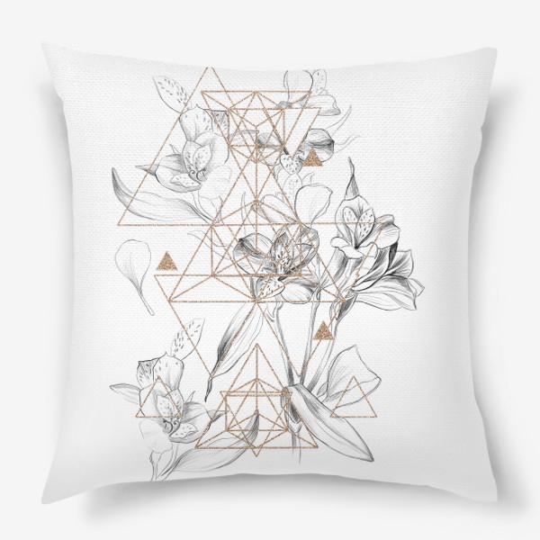 Подушка «Лилии и  геометрия»
