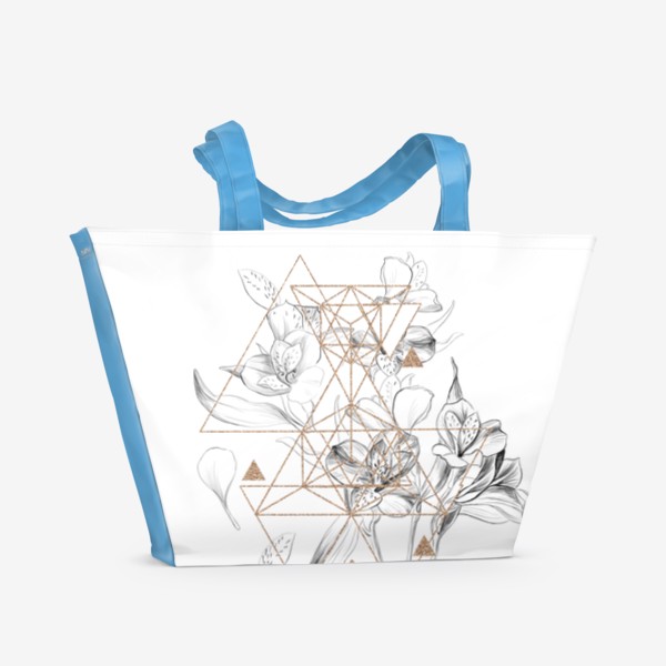 Пляжная сумка «Лилии и  геометрия»