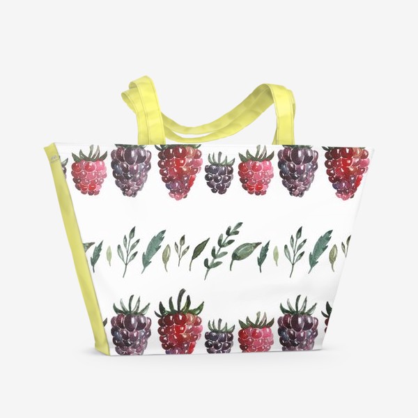 Пляжная сумка «Акварельные ягоды. Малина и ежевика»