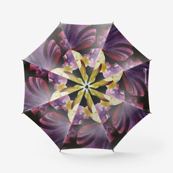 Зонт «Диптих Ирисы. Инь и ян, две половины двух цветов как половины одного целого»