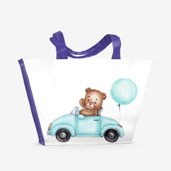 Пляжная сумка «Мишка на машине»