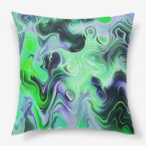 Подушка «Сине-зеленые абстрактные мраморные волны»