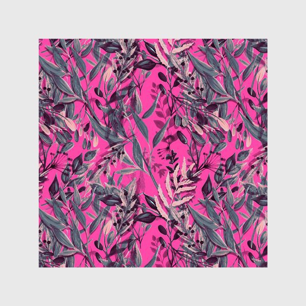 Шторы «Стильный паттерн с акварельными цветами на розовом фоне»