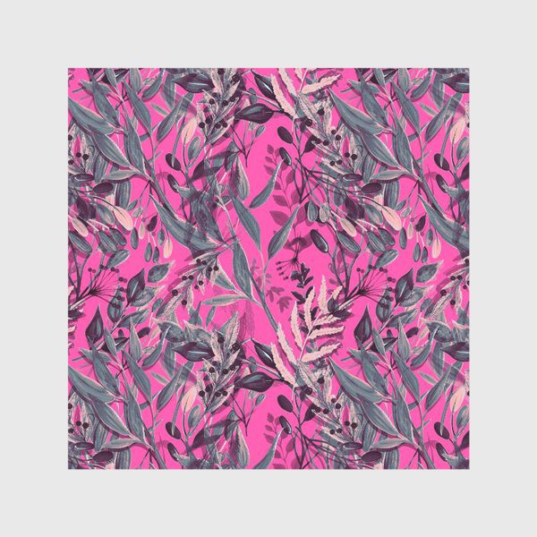 Скатерть «Стильный паттерн с акварельными цветами на розовом фоне»