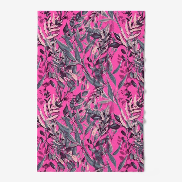 Полотенце «Стильный паттерн с акварельными цветами на розовом фоне»