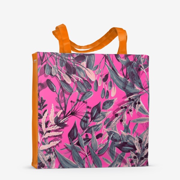 Сумка-шоппер «Стильный паттерн с акварельными цветами на розовом фоне»