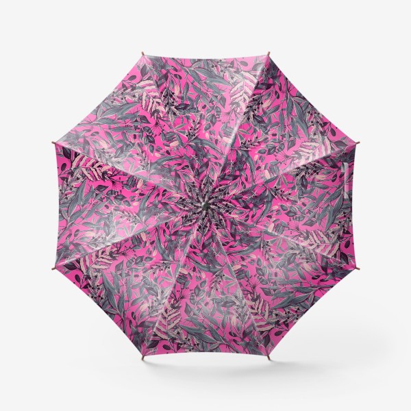 Зонт «Стильный паттерн с акварельными цветами на розовом фоне»