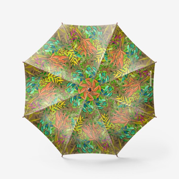 Зонт «Акварельный паттерн с растениями, ягодами и цветами»
