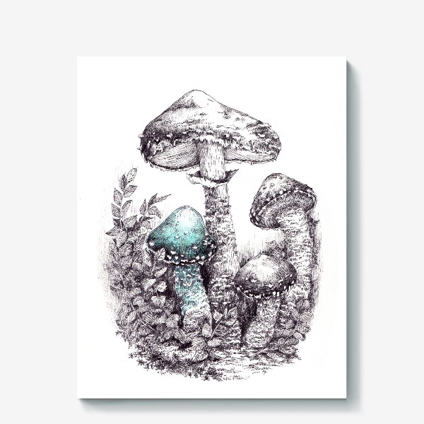 Холст «Зеленый гриб. Грибы»