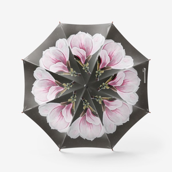 Зонт «Магнолия крупным планом на темном фоне. Розовый цветок сухой пастелью»