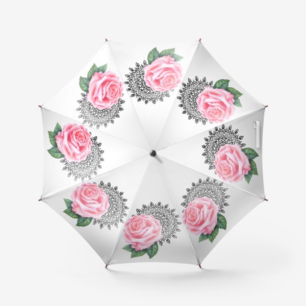 Зонт «Роза и мандала»