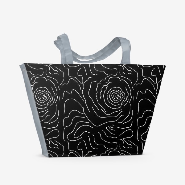 Пляжная сумка «Розы из каракулей на черном»