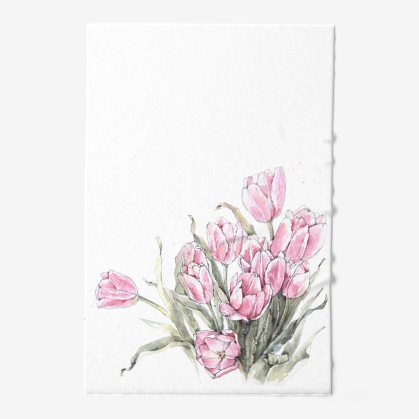 Полотенце «Акварельный букет розовых тюльпанов»