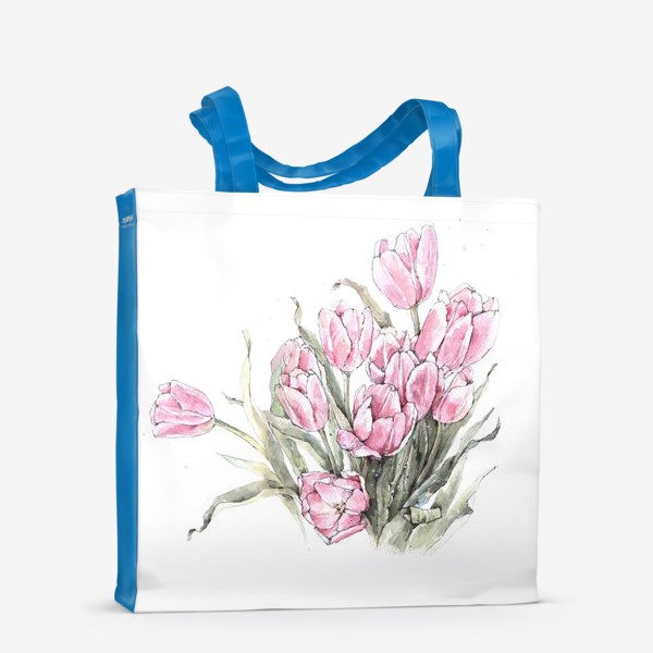 Сумка-шоппер «Акварельный букет розовых тюльпанов»