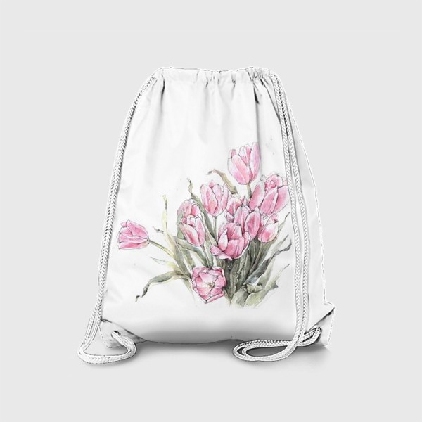 Рюкзак «Акварельный букет розовых тюльпанов»