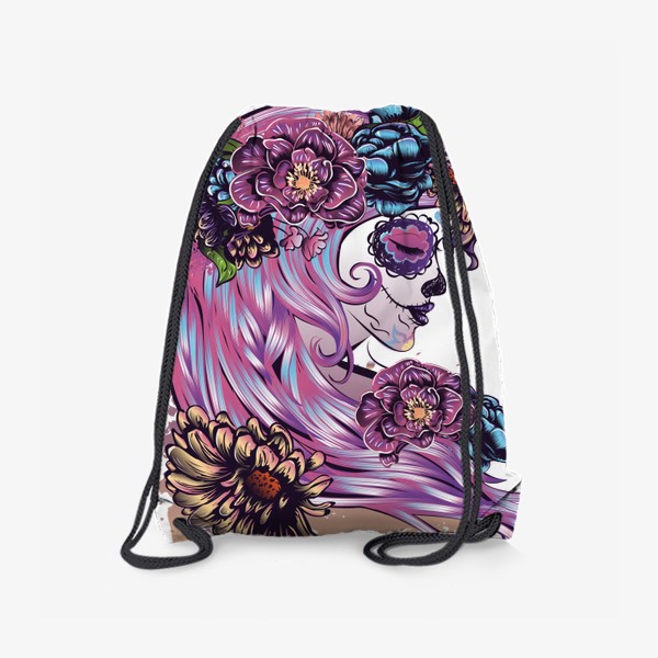 Рюкзак «Sugar Skull девушка с цветочным венком в розовых тонах»