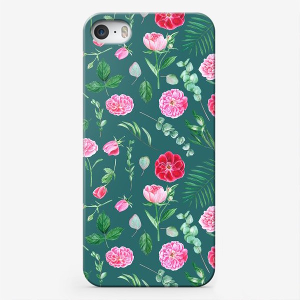 Чехол iPhone «Узор с акварельными цветами»