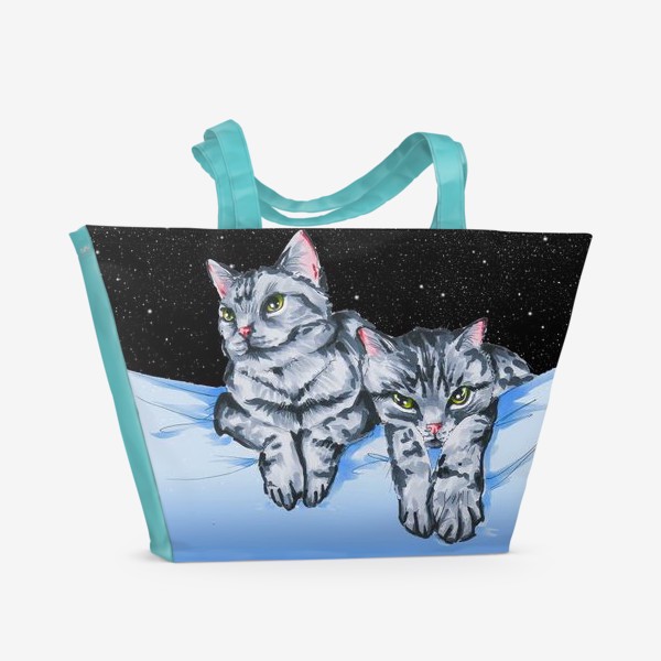Пляжная сумка «Кошки в космосе»