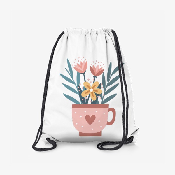Рюкзак «Цветы в розовой чашке»