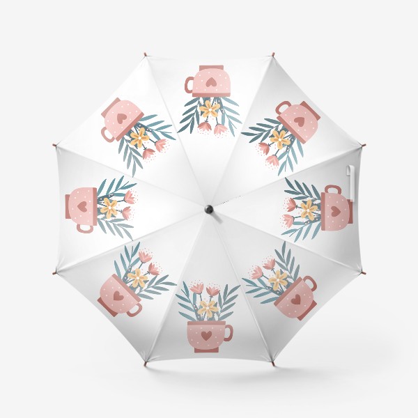 Зонт «Цветы в розовой чашке»