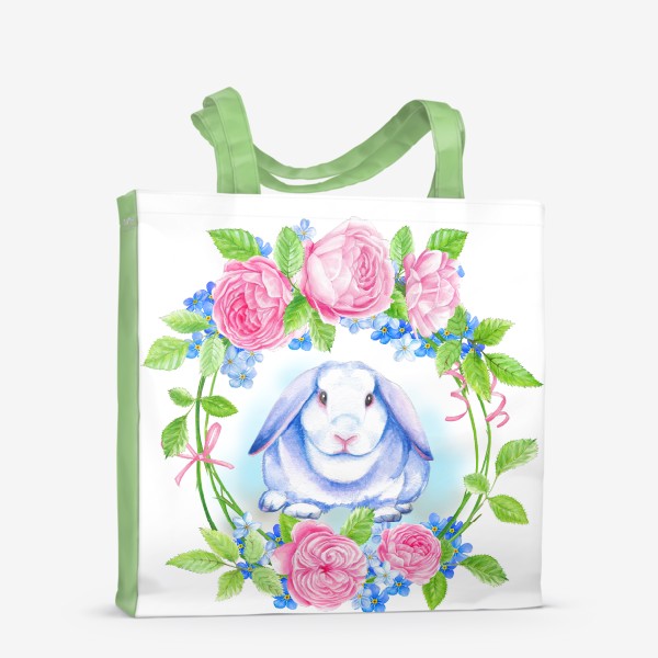 Сумка-шоппер «Белый акварельный кролик»
