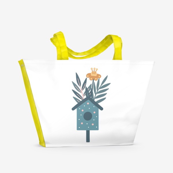 Пляжная сумка «Бирюзовый скворечник и цветы»