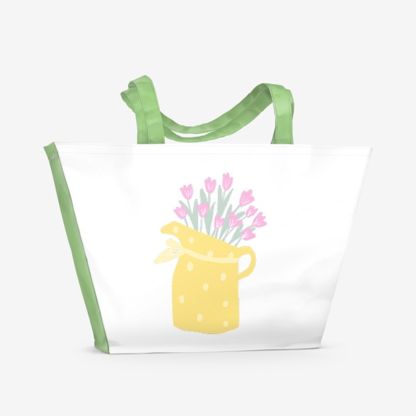 Пляжная сумка «Тюльпаны в вазочке»