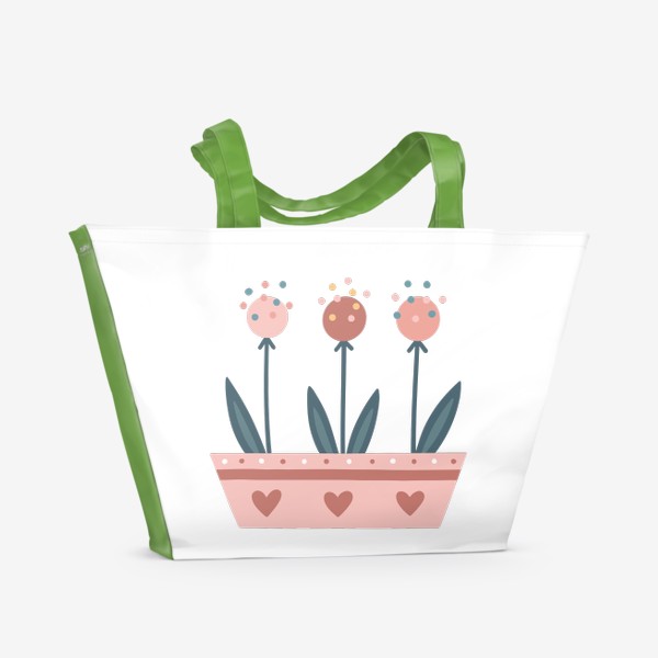 Пляжная сумка «Цветы в розовом горшке»