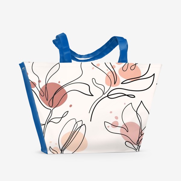 Пляжная сумка &laquo;«Магнолия в стиле Line art. Цветочный паттерн»&raquo;