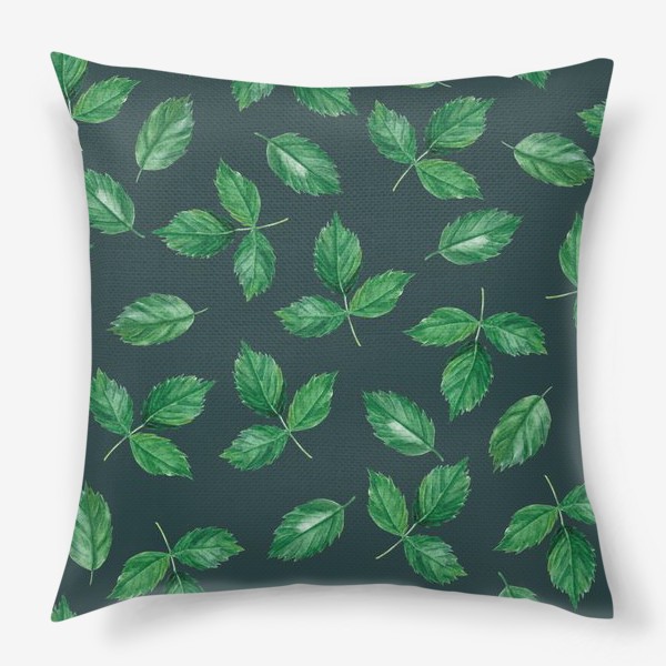 Подушка «Паттерн с акварельными листьями»