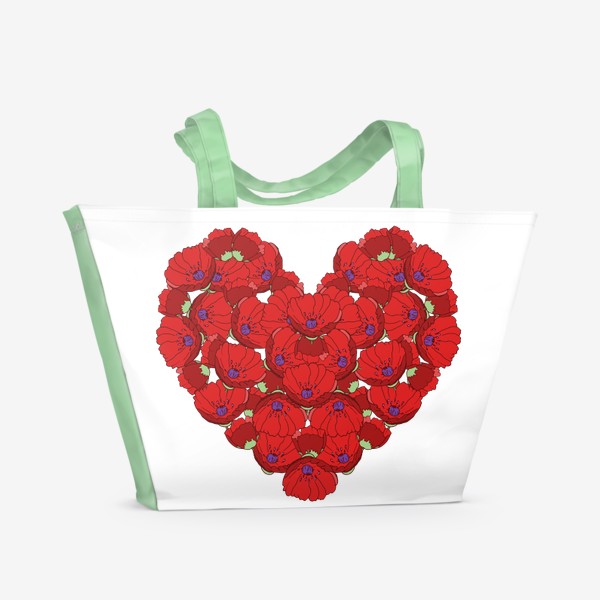 Пляжная сумка «Сердце из маков»