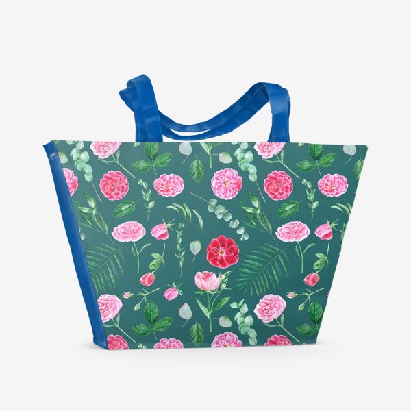 Пляжная сумка &laquo;Узор с акварельными цветами&raquo;