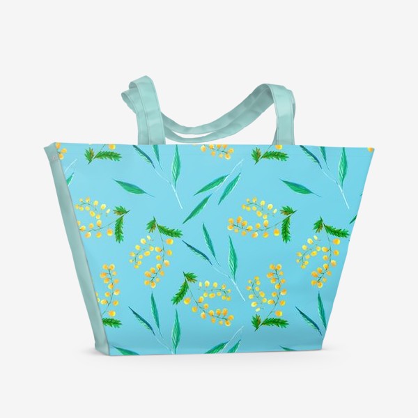 Пляжная сумка «Акварельный узор с мимозами »