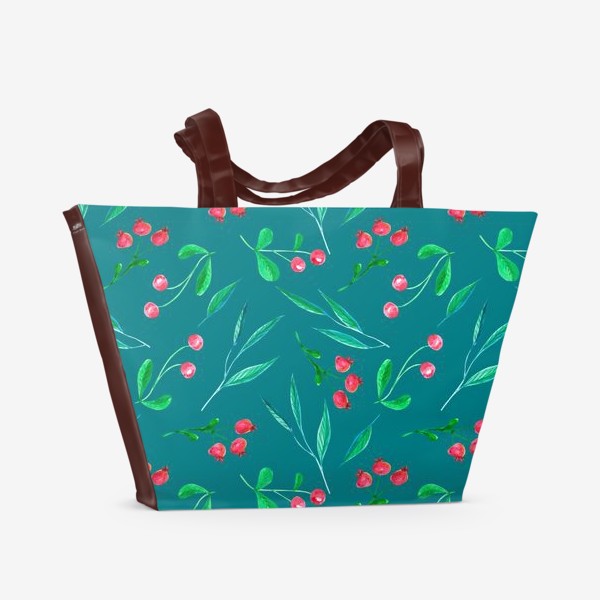 Пляжная сумка &laquo;Паттерн с лесными ягодами &raquo;