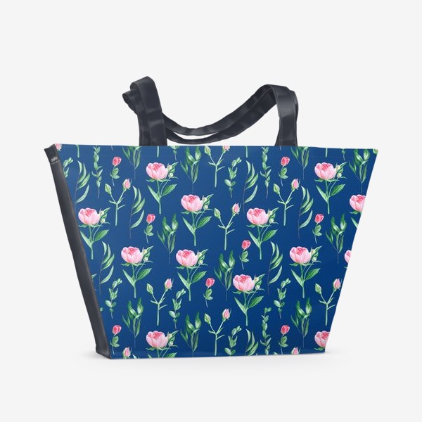 Пляжная сумка «Узор с розовыми пионами »