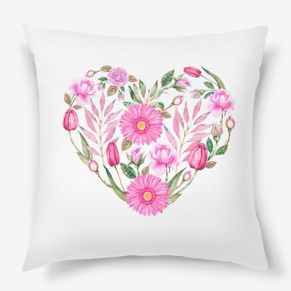Подушка «Розовое Цветочное Сердечко»